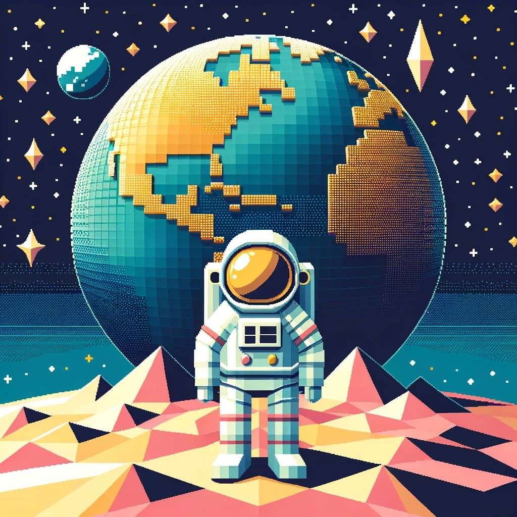 an astronaut, early 3D computer art